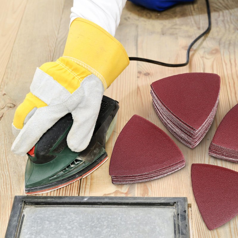 Mobestech 100Pcs Triangle Sanding Pads Sand Paper Sander Tools Sanding