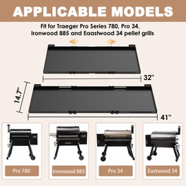 Adjustable Grill Bottom Shelf for Traeger Pro 34, Pro 780 and Ironwood 885 Series, Pellet Grill Storage Shelf for Traeger Pellet Grill, Grill Accessories for Traeger to Add More Storage Space