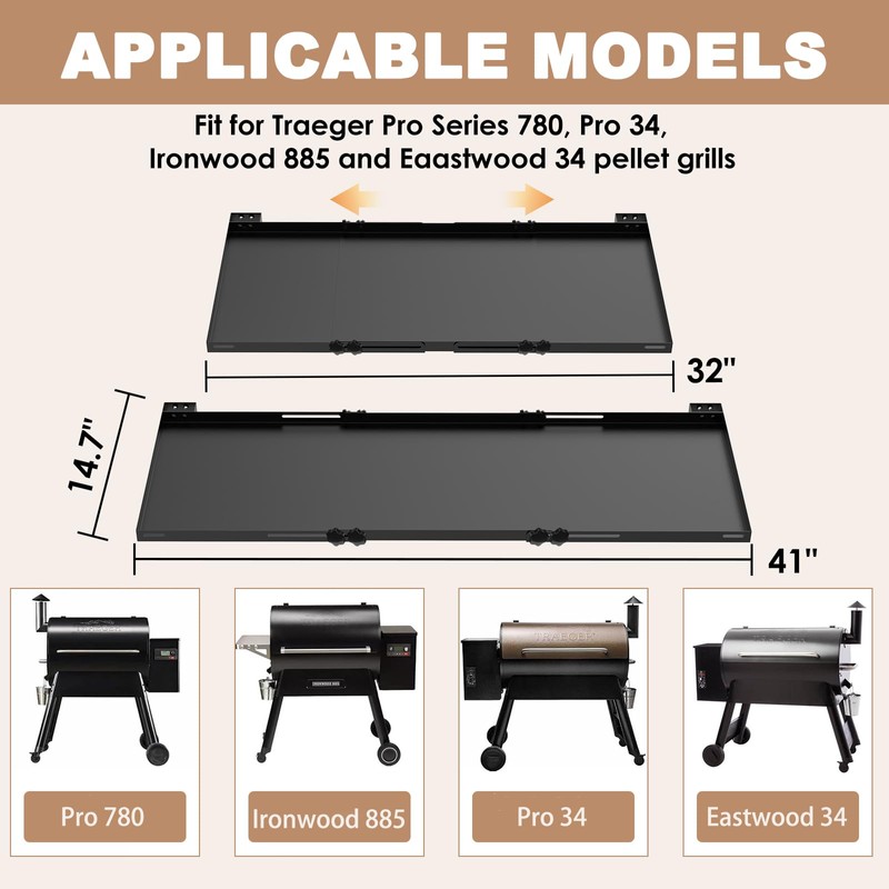 Adjustable Grill Bottom Shelf for Traeger Pro 34, Pro 780