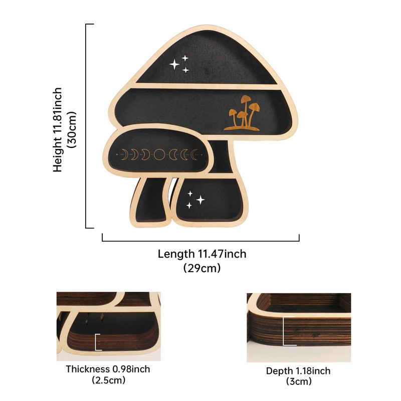FNYDOX Cute Mushroom Decor, Wooden Floating Mushroom Shelf for Wall,