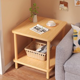 TOMVAES 2-Tier Side Table with Durable Material, Wood Bracket Coffee Table,Small Accent Table,Sofa End Table for Living Room Bedroom Balcony Patio Nightstand (Walnut)