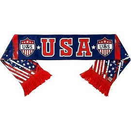 Double Sided Print Polyester 55in x 6in - Red White Blue Patriotic Supporter Scarf, Sports Match Viewing Football Fan Gift