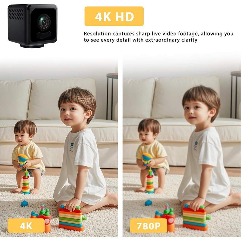 EKJANEPE Mini Camera, Mini Home Security Camera, 4K Wireless WiFi