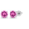 925 Sterling Silver 6mm Round Created Pink Sapphire Birthstone Screwback
