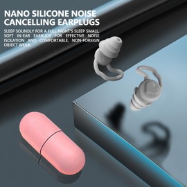 Donfri 2 Pairs Ear Plugs for Sleep Noise Reduction 40dB Three Layers of Sound Insulation Ear Brace Design Earplugs Noise Cancelling for snoring，Concerts，Learning (Grey，Pink)