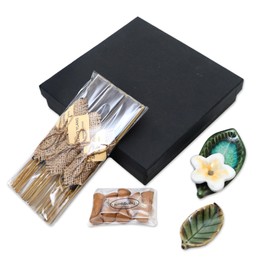 NOVICA Multicolor Ceramic Floral Incense Holder from Indonesia 'Balinese Jepun'