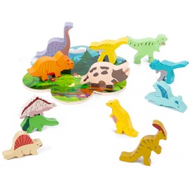 Wooden Stacking Dinosaur Toys for Kids Balance Building Blocks Animal Stacking Toys for Boys and Girls