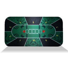 71 x 36Inch Texas Hold'Em Poker Mat Portable Rubber Poker Table Top Water Waterproof, Noise Reduction Suitable For Any Tabletop Game Premium Carry Bag Is Provided For Playing Everywhere(Green)