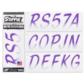 STIFFIE Whipline Purple/White 3" Alpha-Numeric Registration Identification Numbers Stickers Decals for Boats & Personal Watercraft
