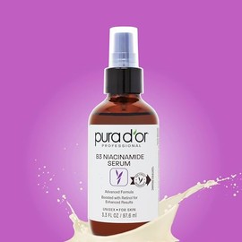 PURA D'OR Suero facial avanzado de niacinamida B3 de 3.3 onzas, fórmula para el cuidado de la piel con retinol para arrugas, hidratación y tez radiant