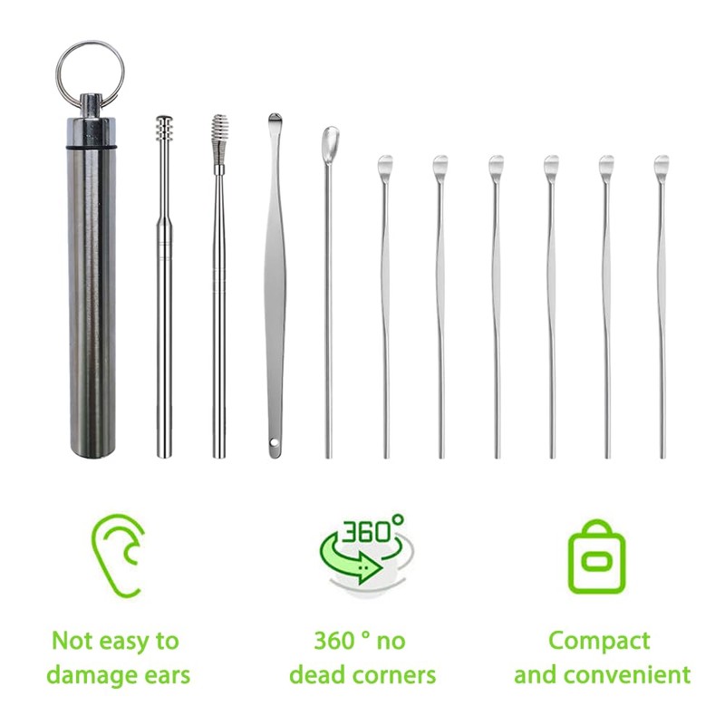 Ram® 10 Pieces Ear Wax Removal Kit Stainless Steel Professional