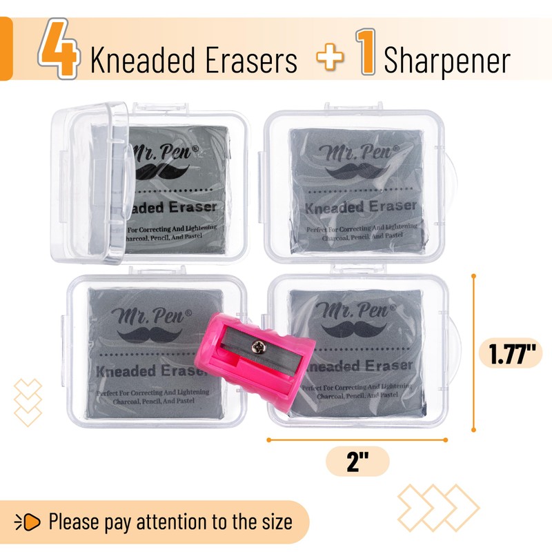 Mr. Pen- Kneaded Eraser, 4 pcs, Gray, Kneaded Erasers for