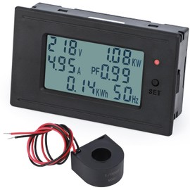 DROK Digital Voltmeter Ammeter AC 85-265V 100A 22000W Digital Tester Multimeter LCD Voltage Current Amount Frequency Power Power Factor Meter Backlight Checker Monitor Built-in Buzzer