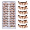 False Eyelashes 10 Pairs Brown Natural Eyelashes Fluffy Cat Eye