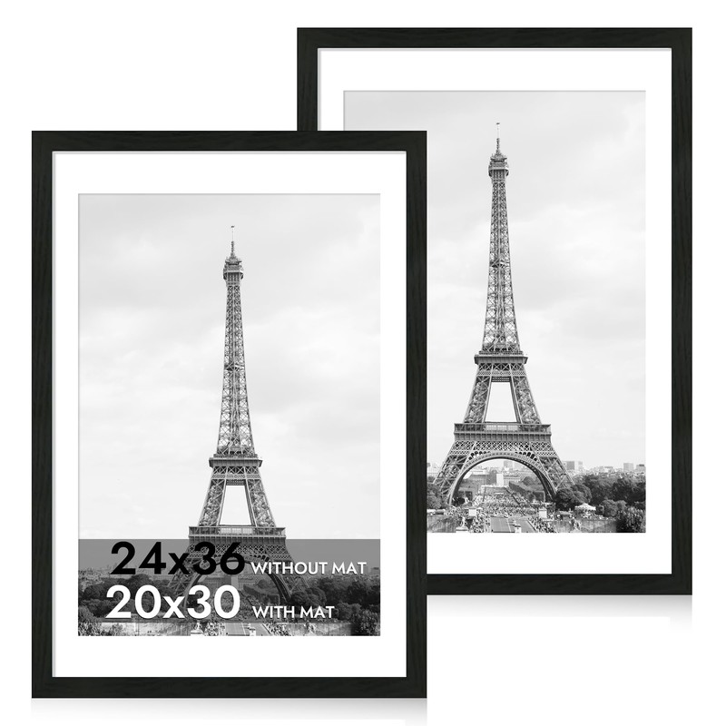 iRahmen 24x36 Poster Frame Set of 2 with Plexiglass, Black