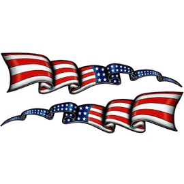 Waving American Flag Stripes XX Large 48" Pairs Decal from The United States