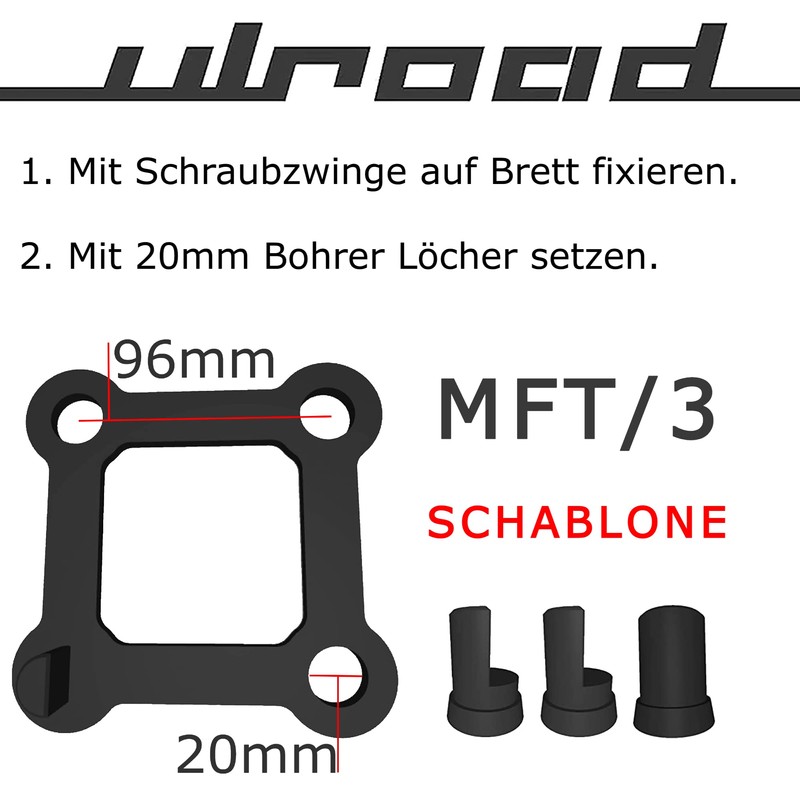 ULROAD For Festool MFT/3 Drilling Template 96 mm DIY Drilling