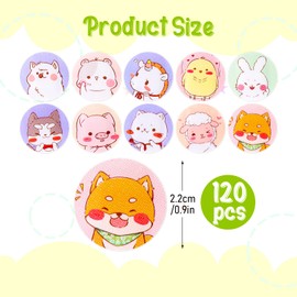 120Pcs Kids Bandages 10 Styles Cute Cartoon Bandaids,0.9In Round Vaccination Bandage, Kids Bandaids for Small Wounds, Pimples, Vaccination and Blisters