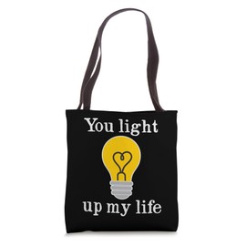 Valentine You Light Up My Life Filament Heart Light Bulb Fun Tote Bag
