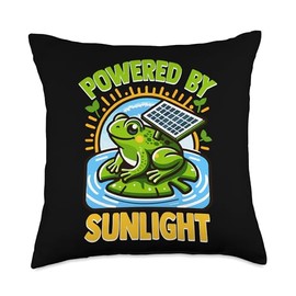 Powered by Sunlight Eco-Friendly Solar Frog Throw Pillow