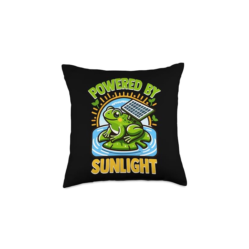 Powered by Sunlight Eco-Friendly Solar Frog Throw Pillow