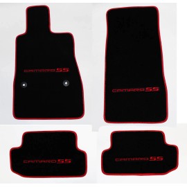 AFM NEW! BLACK Floor Mats 2016-2024 Camaro Embroidered Logo + SS in Red W/ Binding 4