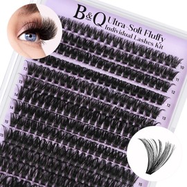 B&Q Lash Clusters 280PCS 90D Cluster Lashes Ultrasoft Eyelash Clusters For Beginners Diy Lash Extension Volume Individual Lashes Wispy Lash CLusters At Home（90D-D-10-18）