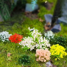 FOIMAS 60pcs Miniature Flower Cluster Colorful Flower Vegetation Groups Grass Tufts Static Scenery Model for DIY Craft Train Landscape Railroad Scenery Sand Military Layout Model War Gaming Terrain