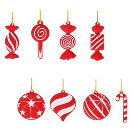 Rumyve 8pcs Candy Cane Lollipop Christmas Tree Decorations,Christmas Hanging Ornament,Christmas Tree Ornament for Xmas Holiday Party (Style C)