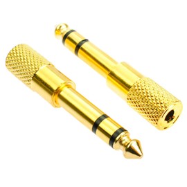 2 Pack Headphone Jack Adapter, 6.35mm Male 1/4 inch to 3.5mm Female 1/8 inch Adaptor Mic MIC Amplifier Converter, Copper Plated Gold Audio Jack Aux Earphone Adapter Anti- Magnetic Low Sound Loss