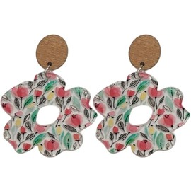 Bohemian Acrylic Hollow Daisy Flower Hoop Lightweight Drop Dangle Resin Colorful Floral Earrings Y2k Cute Sweet 70s 80s Retro Party Summer Beach Jewelry for Women-2