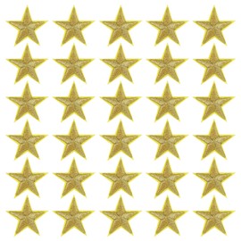Andibro Pack of 30 Golden Star Patches for Iron-on, 2.5 cm Star Patches for Sew-on, Embroidered Appliques, Iron-On Embellishments for Clothes, Jackets, Hats, Backpacks, Jeans