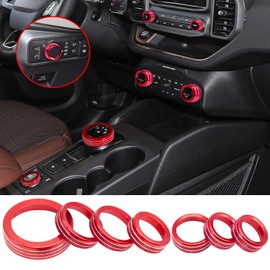 KUJOOY for Ford Bronco Sport 2021 2022 2023 2024 Air Conditioner AC Switch Knob Cover Button Trim Interior Accessories, NOT for Bronco (Red, Bronco Sport)