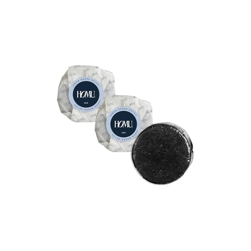 HoMu Jabón Barra Detox con Carbón Activado 50g (Pack 3)