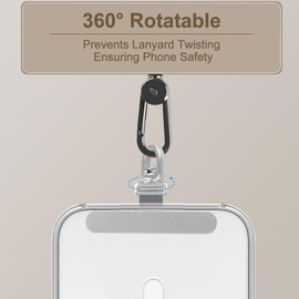 YFWE Phone Tether Tab, 360° Rotatable Ultra-thin 0.2mm, Universal Stainless Steel Phone Lanyard Metal Patch for Full Phone Cases (2 Pack)