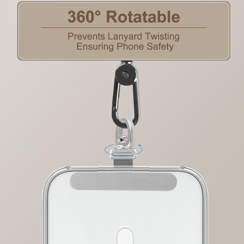 YFWE Phone Tether Tab, 360° Rotatable Ultra-thin 0.2mm, Universal Stainless
