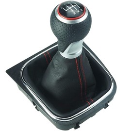 Do!LED Gear Stick Gaiter Black Stitching Black – Gear Knob in A4 Look – 6 Gears Compatible with VW Golf 5 V Golf 6 VI Frame Knob Plug Play Replacement Part for 1K0711113 5K0711113 1K8711113