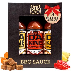 Da Kine Hawaiian BBQ Sauce - Premium Gourmet Barbecue Sauce, Gluten-Free, Flavored Seasoning & Dipping, BBQ Spices for Meat, Fish & Vegetables, Grill & Kitchen Essentials - 3 Flavors 12 oz (3 Pack)