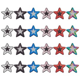 HOBBIESAY 24Pcs 6 Colors Stars Iron on Patch Star Embroidered Patch Iron on Sew on Star Patches Twinkling Star Ironing Sewing Patch DIY Patch for Clothing Jeans Hat Bag Repair