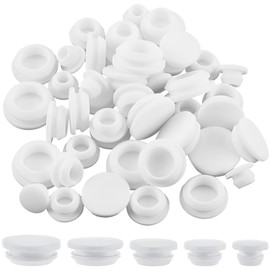 GORGECRAFT 50Pcs 5 Sizes Silicone Hole Plug White Rubber Tapered Round Waterproof Button Tube End Caps Cover Soft Flexible Reusable Stopper Inserts Fit for Bathtub Furniture Bottle 0.2-0.4 Inch Hole