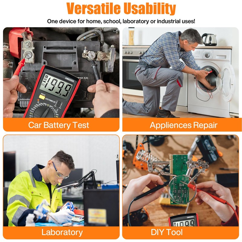 Digital Multimeter,Voltage Tester Electrical Tester 2000 Counts, Ranging Multi Meter