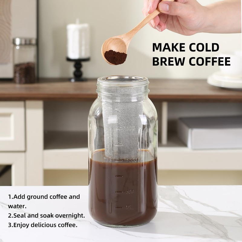 OMNISAFE 64 oz Cold Brew Coffee Maker, Glass Mason Jar
