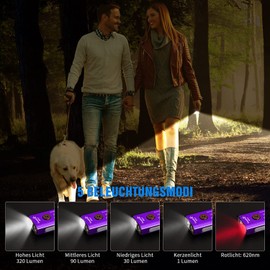 TrustFire Mini Flashlight, Mini X-LED, Mini Flashlight, 320lm, Mini EDC Light, Small Flashlight Portable, Lightweight (White + Red (620nm), Double Light, Purple Body: