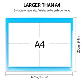 TOOELMON A4 Plastic Wallets 12 Pack A4 Folders Wallets Plastic Document Files Popper Wallets for School Office Home, Holds 200 Plus A4 Sheets