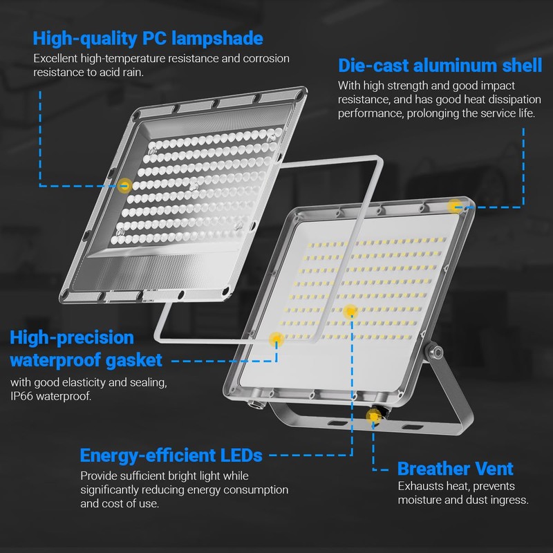 Ceena 60W Plug in LED Flood Lights Outdoor, 6000lm Super