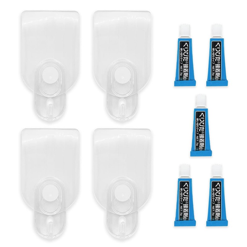 Clear Hook for Wallpaper (M) Transparent, Value Set of 4,
