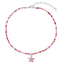 Lameybrt Cowrie shell Surfer Necklaces Beach Handmade Choker Hawaiian Summer Conch Necklace for Women (Shell 15 Pink)