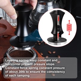 DIBTSA Espresso Tamper 53.3mm, Coffee Tamper with Spring Loaded, Espresso Hand Tampers for 54mm Portafilter Basket, 304 Stainless Steel Flat Base, Espresso Accessories
