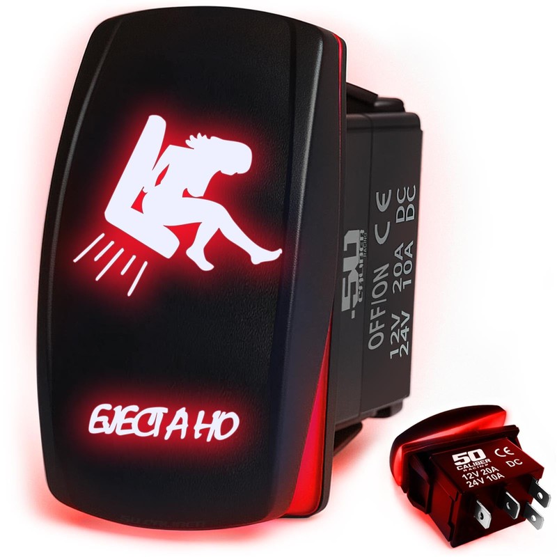 Waterproof Rocker Switch ON/Off, LED Backlit with Etched Design Off
