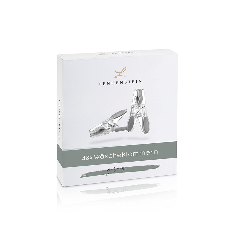 Lengenstein® 48 Plastic Clothes Pegs in Grey Premium Clothes Pegs